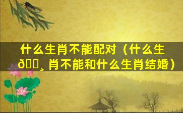 什么生肖不能配对（什么生 🌸 肖不能和什么生肖结婚）